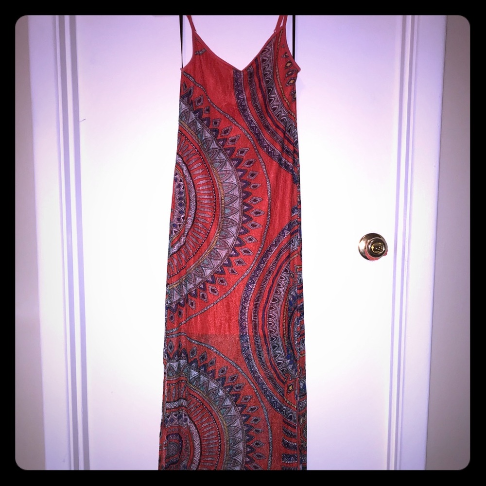 Hot Orange Patterned Maxi